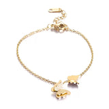 Stainless Steel Beads Butterfly Bracelet Punk Crystal Jewelry