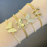 Stainless Steel Beads Butterfly Bracelet Punk Crystal Jewelry