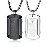 Stainless Steel Bible Verse Cross Dog Tag Pendant Necklace