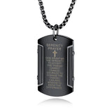 Stainless Steel Bible Verse Cross Dog Tag Pendant Necklace