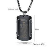 Stainless Steel Bible Verse Cross Dog Tag Pendant Necklace