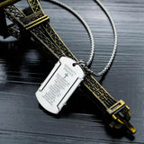 Stainless Steel Bible Verse Cross Dog Tag Pendant Necklace