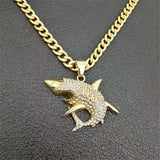 Big Shark Pendant Necklace Hip Hop Animal Jewelry