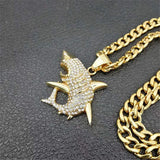 Big Shark Pendant Necklace Hip Hop Animal Jewelry