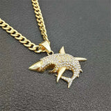Big Shark Pendant Necklace Hip Hop Animal Jewelry