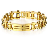 Men's Stainless Steel Biker Chain Bracelet Cross Bracelet SL023