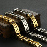 Men's Stainless Steel Biker Chain Bracelet Cross Bracelet SL023