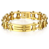 Men's Stainless Steel Biker Chain Bracelet Cross Bracelet SL023