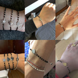 Crystal Beads Chain Bracelet Stainless Steel Women's Jewelry
