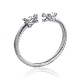 Stainless Steel Double Dragon Men Bracelet Bangle