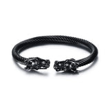Stainless Steel Double Dragon Men Bracelet Bangle