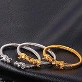 Stainless Steel Double Dragon Men Bracelet Bangle