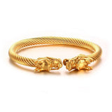 Stainless Steel Double Dragon Men Bracelet Bangle