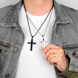 Stainless Steel Double Layers Cross Men Necklaces Pendants Chain Punk