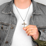 Stainless Steel Double Layers Cross Men Necklaces Pendants Chain Punk