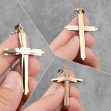 Stainless Steel Double Layers Cross Men Necklaces Pendants Chain Punk