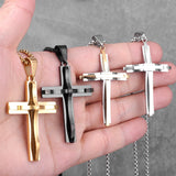 Stainless Steel Double Layers Cross Men Necklaces Pendants Chain Punk