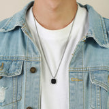 Stainless Steel Geometric Square Pendant Necklace Choker Jewelry Men Women