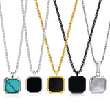Stainless Steel Geometric Square Pendant Necklace Choker Jewelry Men Women