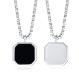 Stainless Steel Geometric Square Pendant Necklace Choker Jewelry Men Women