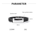 Stainless Steel Punk Rock Leather Men Clasp Bracelet Bangle