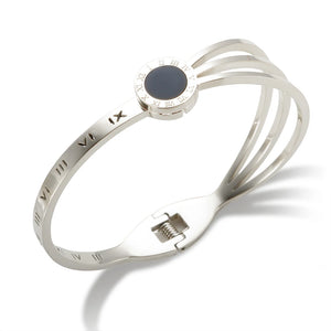 Stainless Steel Roman Numeral Charm Bracelet for Women