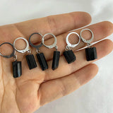 Stainless Steel Tourmaline Earrings Hoop Clip Gemstones Natural Tiny Hoops