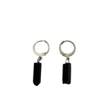 Stainless Steel Tourmaline Earrings Hoop Clip Gemstones Natural Tiny Hoops