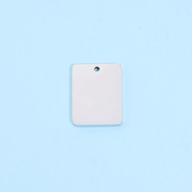 10pcs Stainless Steel Rectangle Engraving Pendant Silver Metal Tag