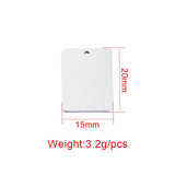 10pcs Stainless Steel Rectangle Engraving Pendant Silver Metal Tag