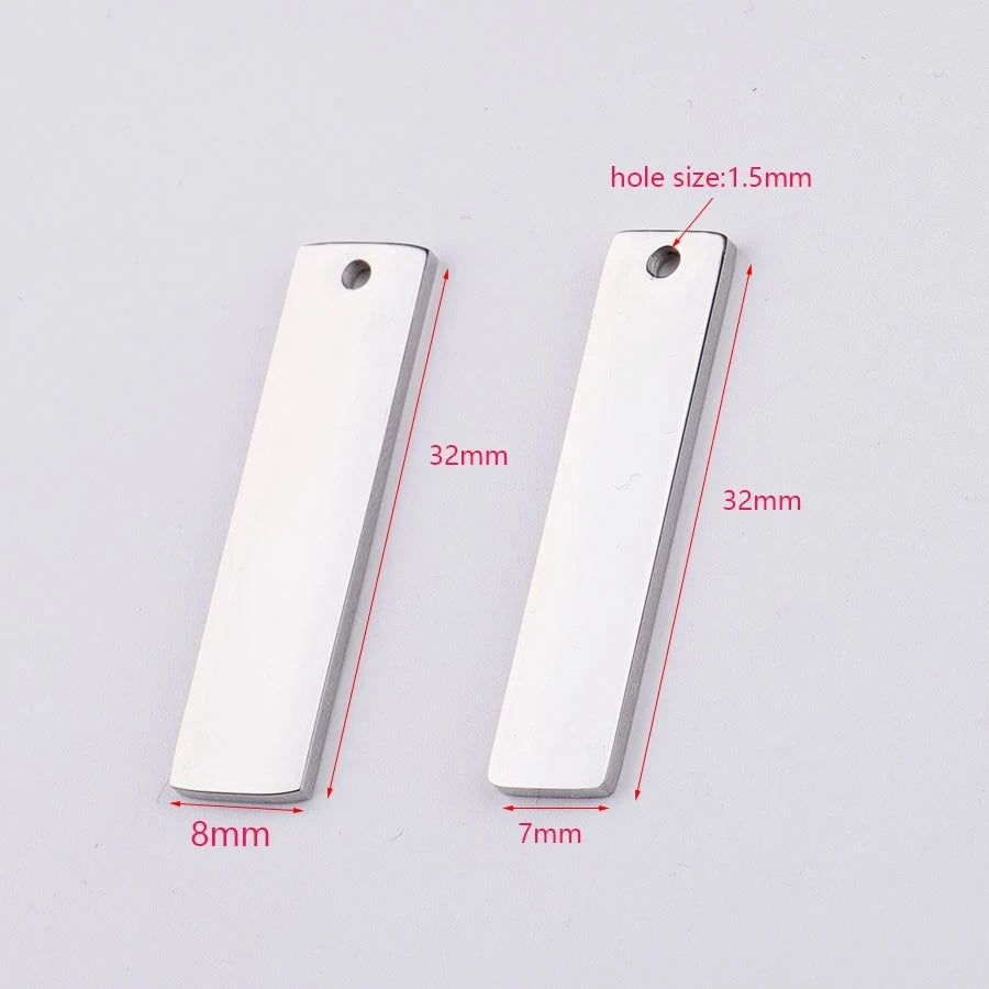 Metal Rectangle Blank Charms Pendant for Necklace Making 20pcs