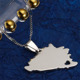 Stainless Steel Bosnia and Herzegovina Map Pendant Necklace