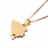 Stainless Steel Bosnia and Herzegovina Map Pendant Necklace