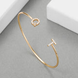 Stainless Steel Bracelet Initial Letter Silver Rose Jewelry Gift