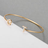 Stainless Steel Bracelet Initial Letter Silver Rose Jewelry Gift