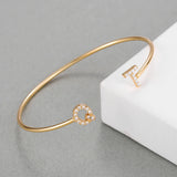 Stainless Steel Bracelet Initial Letter Silver Rose Jewelry Gift