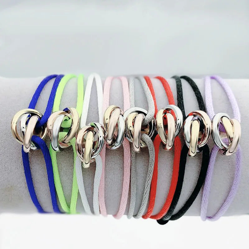 Stainless Steel Bracelet Adjustable Size Ribbon Lace Up Chain Bracelet