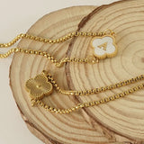 Stainless Steel Bracelet A-Z Initial Letter Clover Bracelet for Women