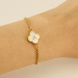 Stainless Steel Bracelet A-Z Initial Letter Clover Bracelet for Women