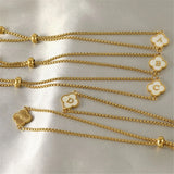 Stainless Steel Initial Letter Clover Bracelet for Women