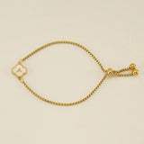 Stainless Steel Bracelet A-Z Initial Letter Clover Bracelet for Women
