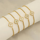 Stainless Steel Initial Letter Clover Bracelet for Women