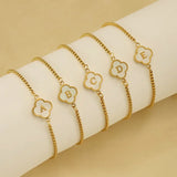 Stainless Steel Bracelet A-Z Initial Letter Clover Bracelet for Women