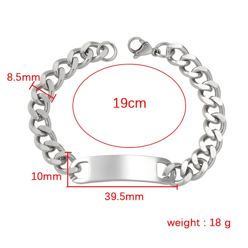 Stainless Steel Bracelet Blank for Custom Engraving ID Plate Bracelets