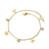 Stainless Steel CZ Animal Cross Pendant Bangle Women Jewelry