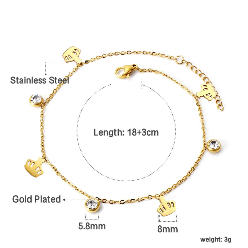 Stainless Steel CZ Animal Cross Pendant Bangle Women Jewelry