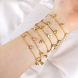 Stainless Steel CZ Animal Cross Pendant Bangle Women Jewelry