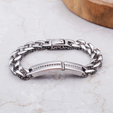 Men's Retro Titanium Steel Cross Stone Bracelet