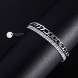 Double Chain CZ Stainless Steel Bracelet for Women Men
