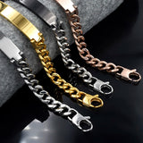 Men's Stainless Steel Link Chain Bracelet ID Bangle Cuban Jewelry